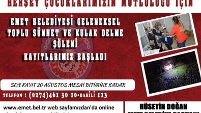 EMET BELEDİYEMİZ TOPLU SÜNNET VE KULAK DELME ŞÖLENİ İÇİN KAYITLAR BAŞLADI