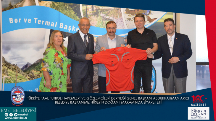 Türkiye Faal Futbol Hakemleri ve Gözlemcileri Derneği Genel Başkanı Abdurrahman Arıcı Belediye Başkanımız Hüseyin Doğanı Makamında Ziyaret Etti
